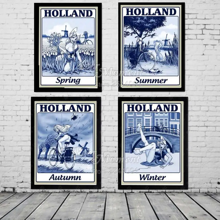 Holland Four Seasons Spring Summer Autumn Winter 5d diy cross stitch diamant painting Full Drill Round needlwork  ASF699