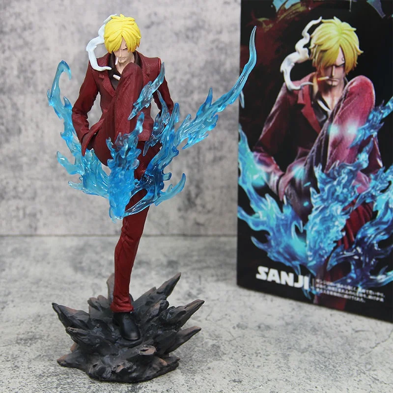 Hot 28cm One Piece Figure Sanji Anime Figures Pop Smoking Sanji Figurine Devil Foot Statue Pvc Collection Kids Toy Birthday Gift