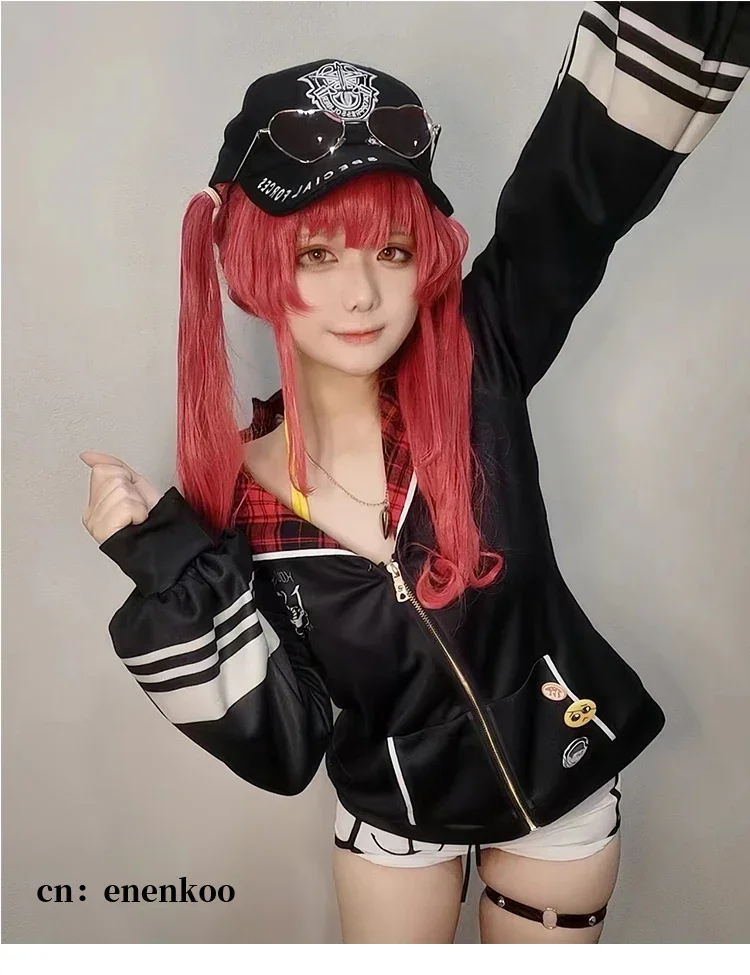 

Vtuber Houshou Marine Cosplay Costume Sexy Girl Suit with Hat Glasses Halloween Carnival Uniforms Custom Made