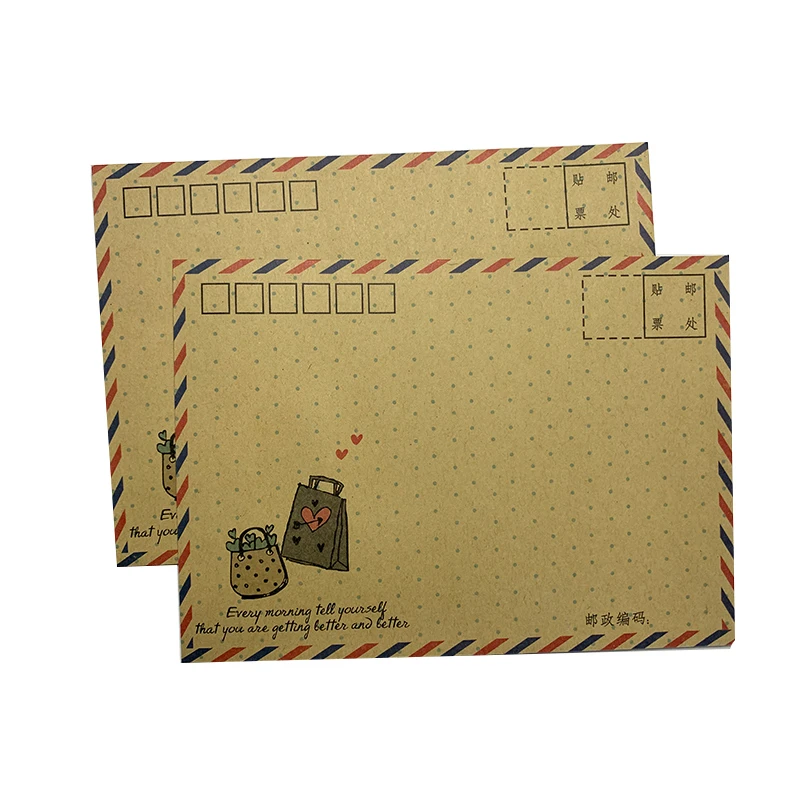 8pcs/pack Vintage Kraft Paper Envelope Airmail Postcard Cover Greeting Cards Envelope for Invitations Stationery Gift Card