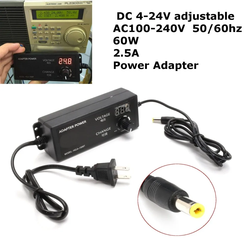 AC100V-240V to DC4V-24V Adjustable Voltage Adapter Digital Display Power Supply Universal 50/60HZ Adapter Overcharge Protection