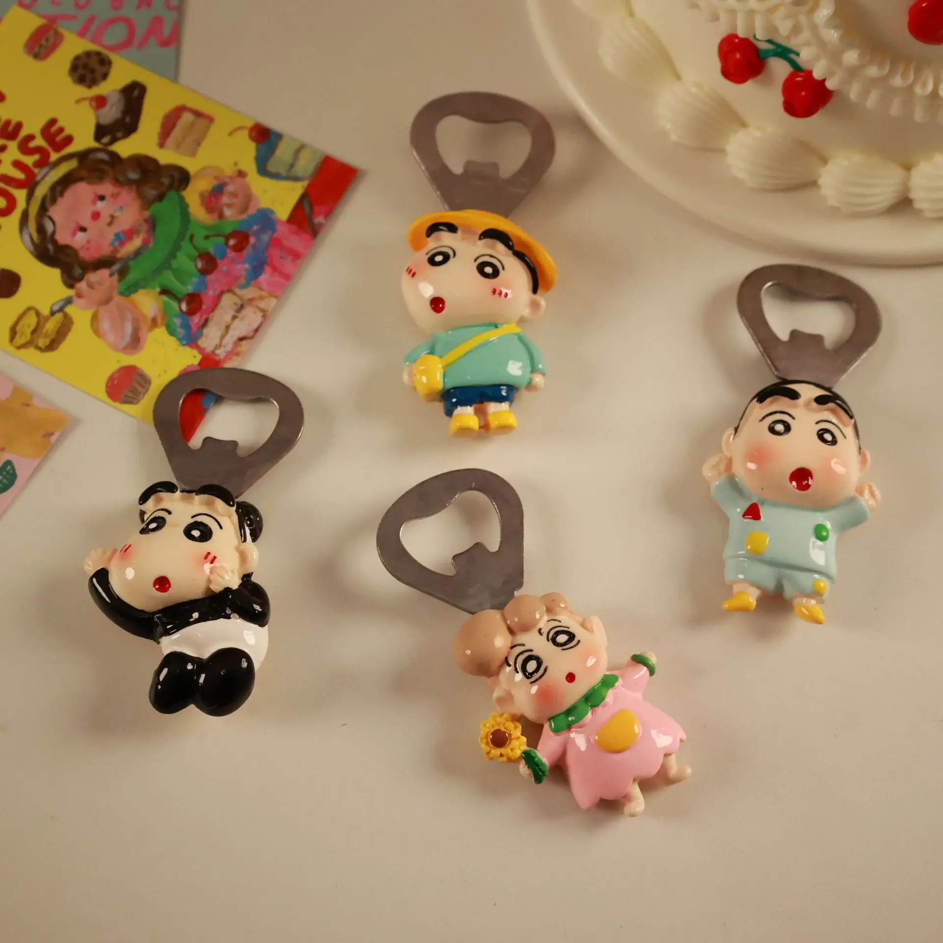 

Kawaii Crayon Shin-chan Bottle Opener Magnet Cartoon Figure Fridge Magnets Decoration Household Anime Magnetic Stickers Gifts