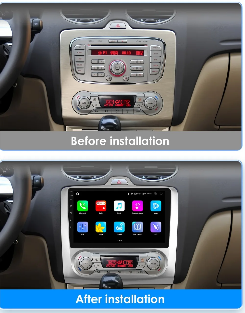 Autoradio Android per Ford Focus 2 3 2004 -2011 lettore Video multimediale Carplay Android Auto Stereo 8581 unità principale intelligente