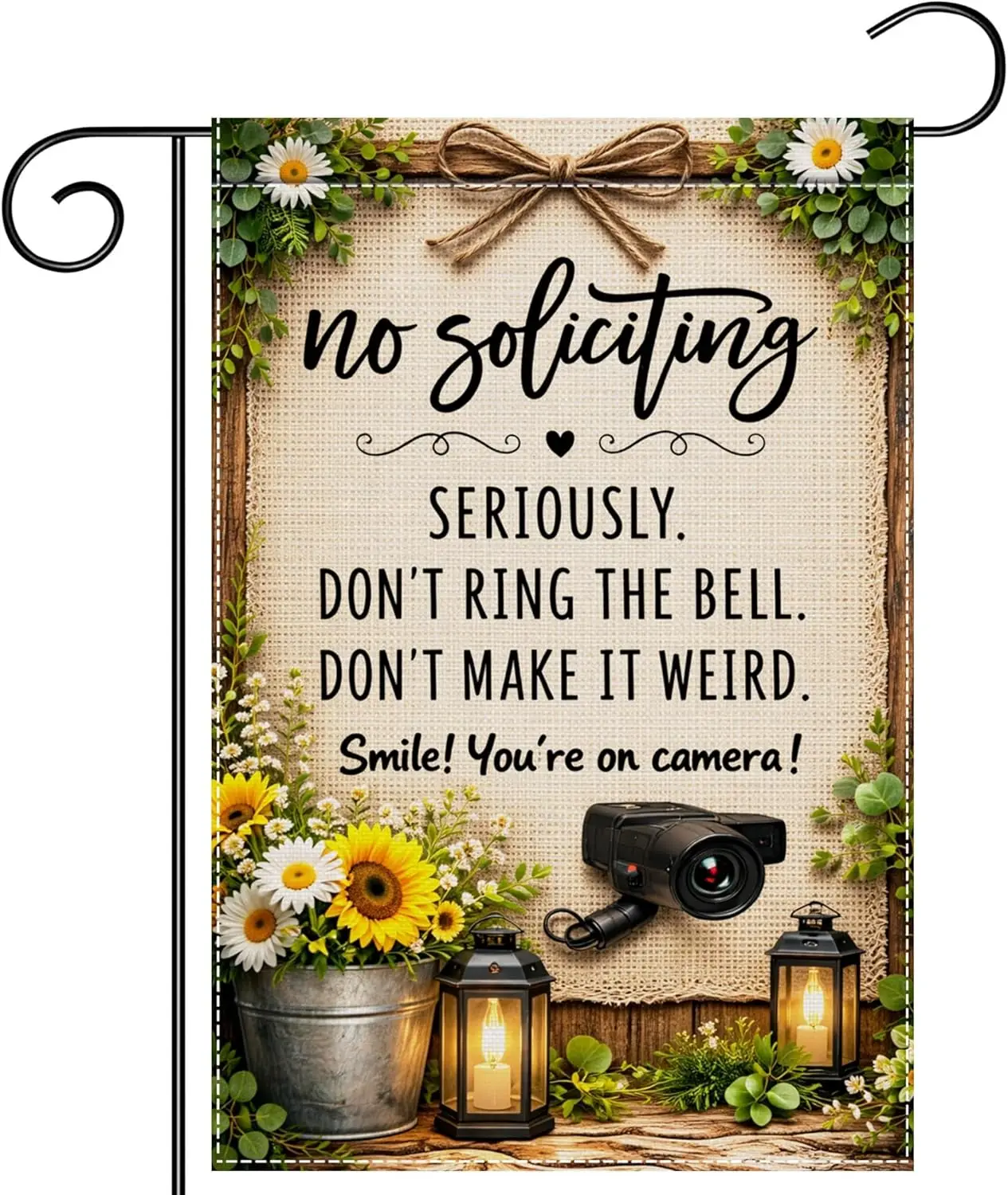 No Soliciting Dont Ring The Bell Garden Flag 12x18 Inch Double Sided Outdoor Yard Decor Youre On Camera Sign Polyester jjp