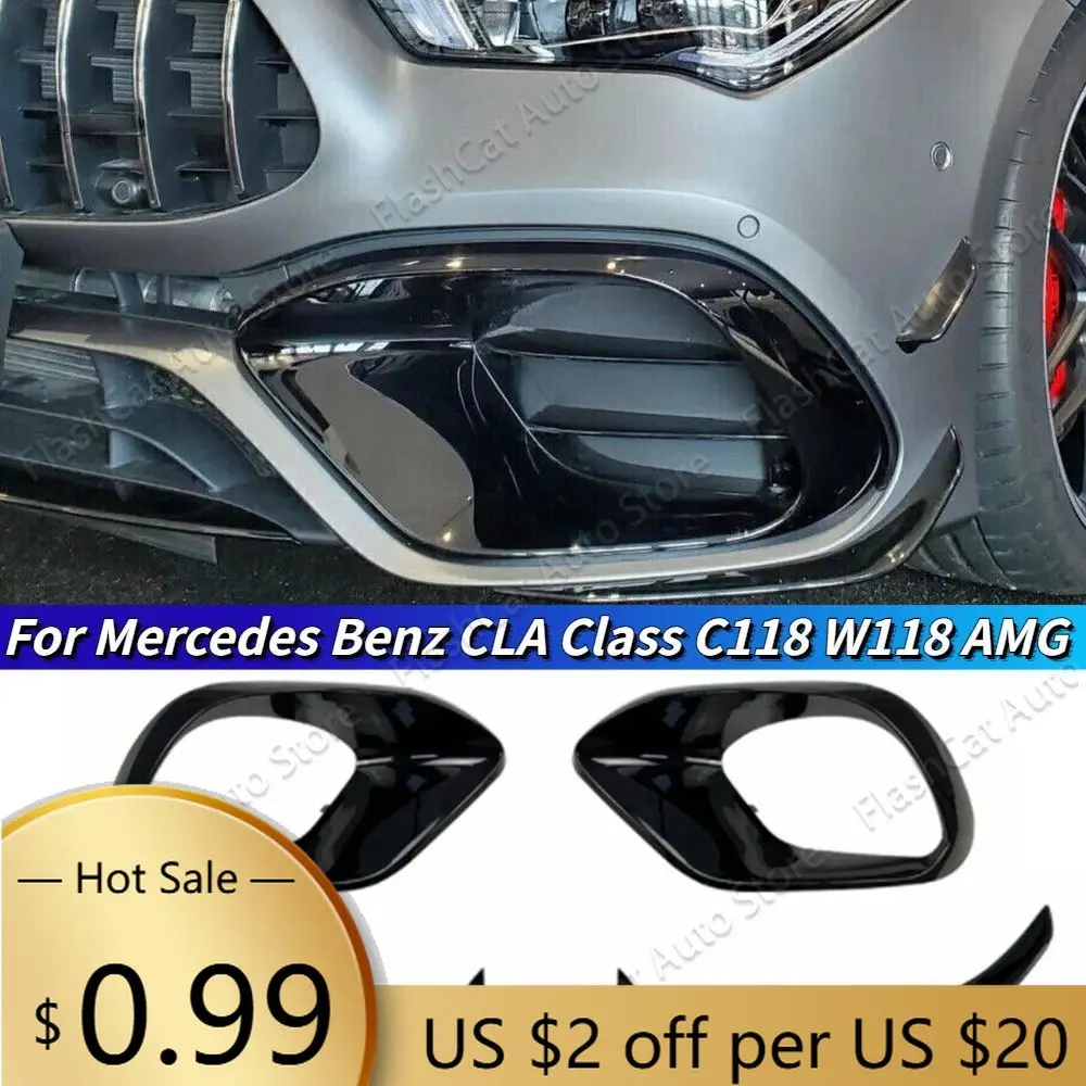 

Чехлы на руль для Mercedes Benz C118 W118 CLA45 AMG 2020-2023, передний бампер автомобиля, боковой спойлер, сплиттер Canard, решетка противотуманной фары