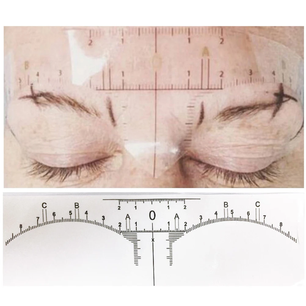 100Pcs Eyebrow Ruler Positioning Curved Shaper Ruler Precise Measuring Tool for Microblading Professional