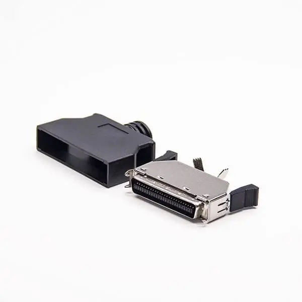 50 Pin SCSI Connector 180 Degree with Push Button Lock - IDC Solder Type for D-Sub Cable Assembly (DB50)