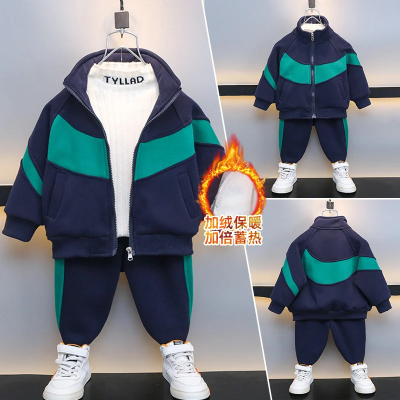 Spring and Autumn Boys' Set 2025 New Children's Sportswear Set Kids Coat Pants 2-piece Se