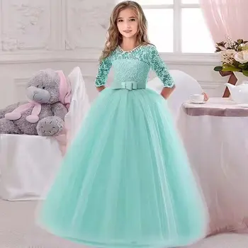 Babyflicka Prinsessklänning för Fest Balklänning Bröllop Vita Klänningar Barn Jul Brudtärnadräkt Födelsedagsfestklänning 10 best sales Girl first communion dress - №7