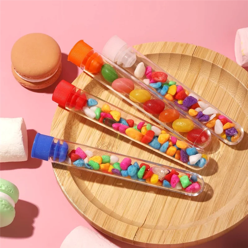 AED5-Test Tubes,40Pcs Test Tubes With Rack,Plastic Test Tubes With Caps,Science Tubes And Test Tube Holder 16X100mm (12Ml)