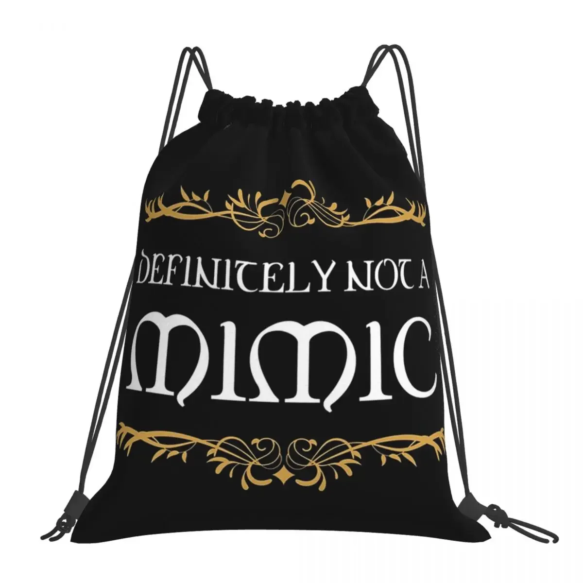 Definitely Not A Mimic Tabletop RPG Addict Backpacks Drawstring Bags Drawstring Bundle Pocket Sports Bag BookBag Travel School