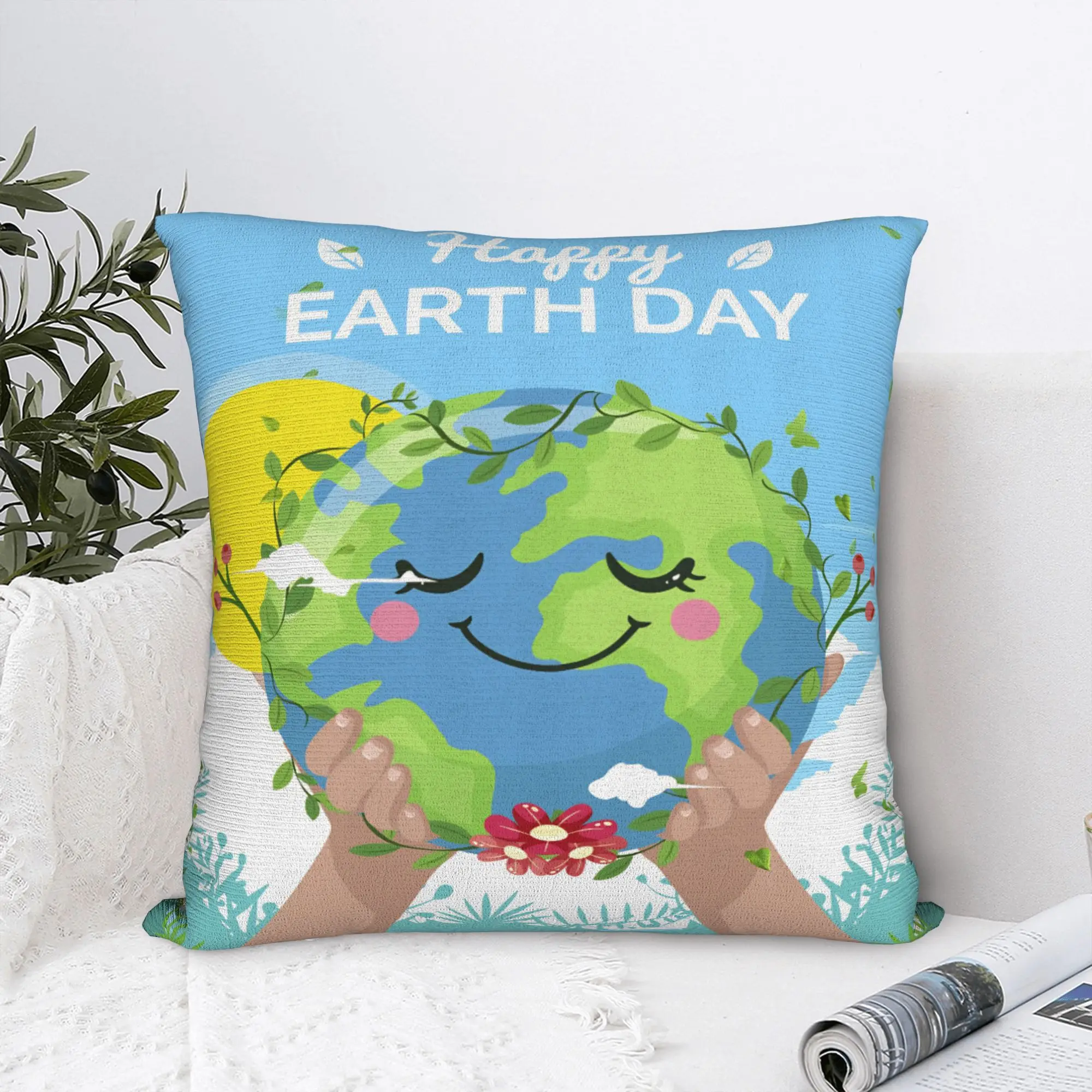 Go Planet Its Your Earth Day Square Pillowcases Polyester Car  Cushion Cover Funny Decorative Pillowcase 45*45