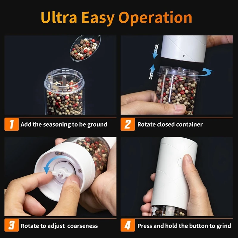 Electric Automatic Mill Pepper And Salt Grinder With LED Light Adjustable Coarseness Spice Grinder Cooking Tool