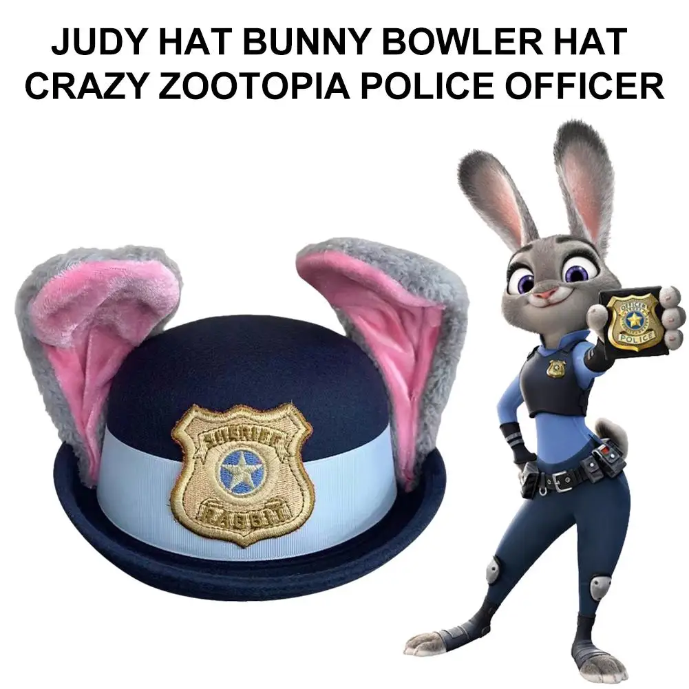 Judy Hopps Rabbit Cosplay Costume, Accessories, and Cartoon Bunny Ear Hat for Disney's Zootopia