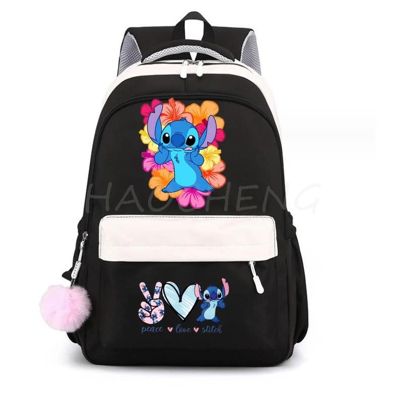 Fashion MINISO Disney Stitch Backpack Teenager Girls Boys BookBag Laptop Rucksack Cute Junior School Student School Bag Mochila