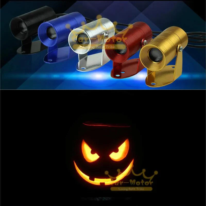 

1 Pieces Halloween Horror Pumpkin Joke Faces LED Light Shadow Projector Universal Logo Motorcycle Spotlight Laser