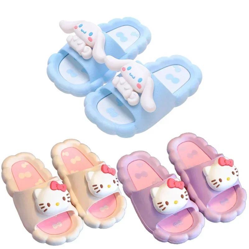 Sanrios Cinnamoroll HelloKittys Anime Figure Cartoon Summer Indoor Sandals Shower Room Non-slip Shoe Cute Adult Children Slipper