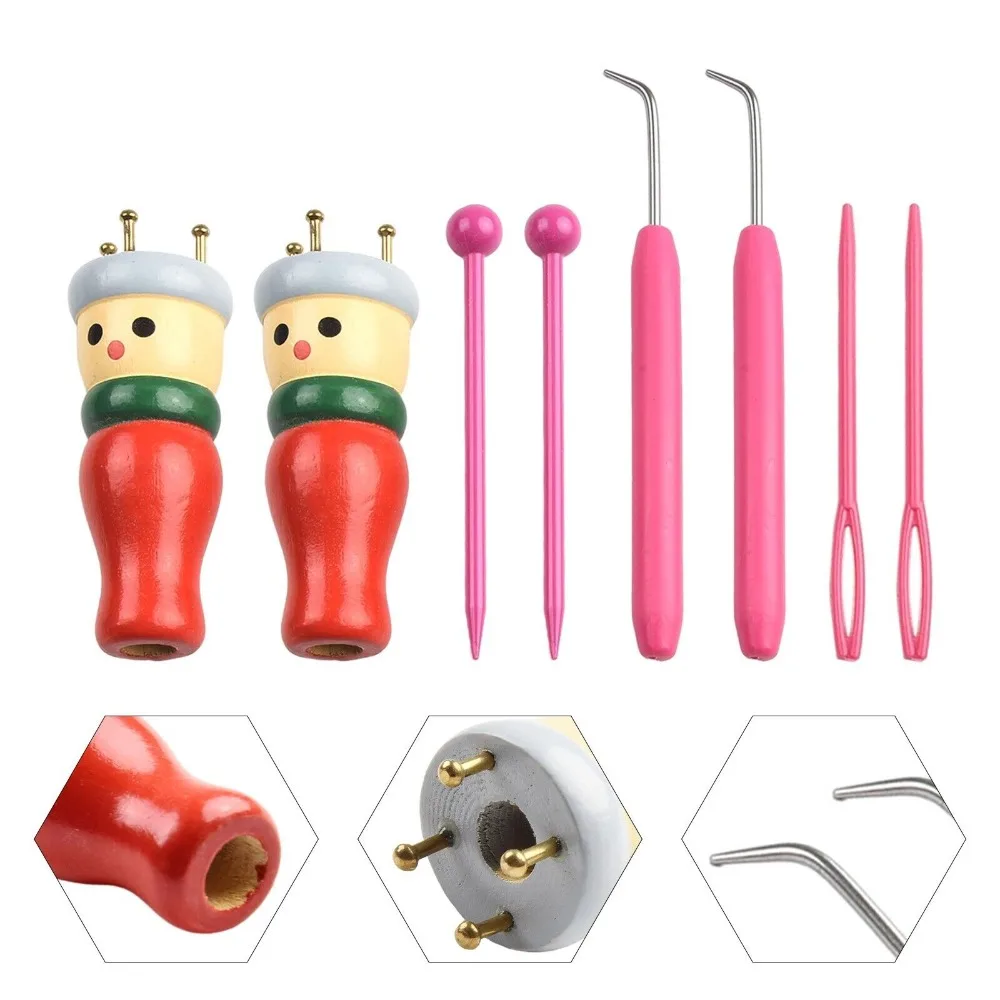 مجموعة دمية الحياكة الخشبية ، حبل فرنسي محلي الصنع ، أداة ربط ، أداة حياكة ، طقم من قطعتين للمبتدئين #5