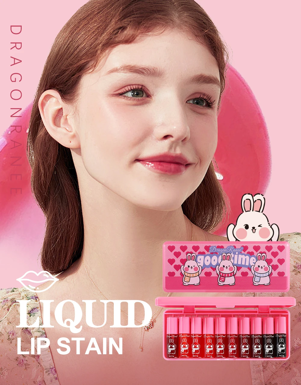 Lip Gloss Set of Ten, Mirror-Like, Glossy, Plumping, Brightening, Complexion-Enhancing Lipstick, Moisturizing, Non-Stick, Long-Lasting Lip Gloss