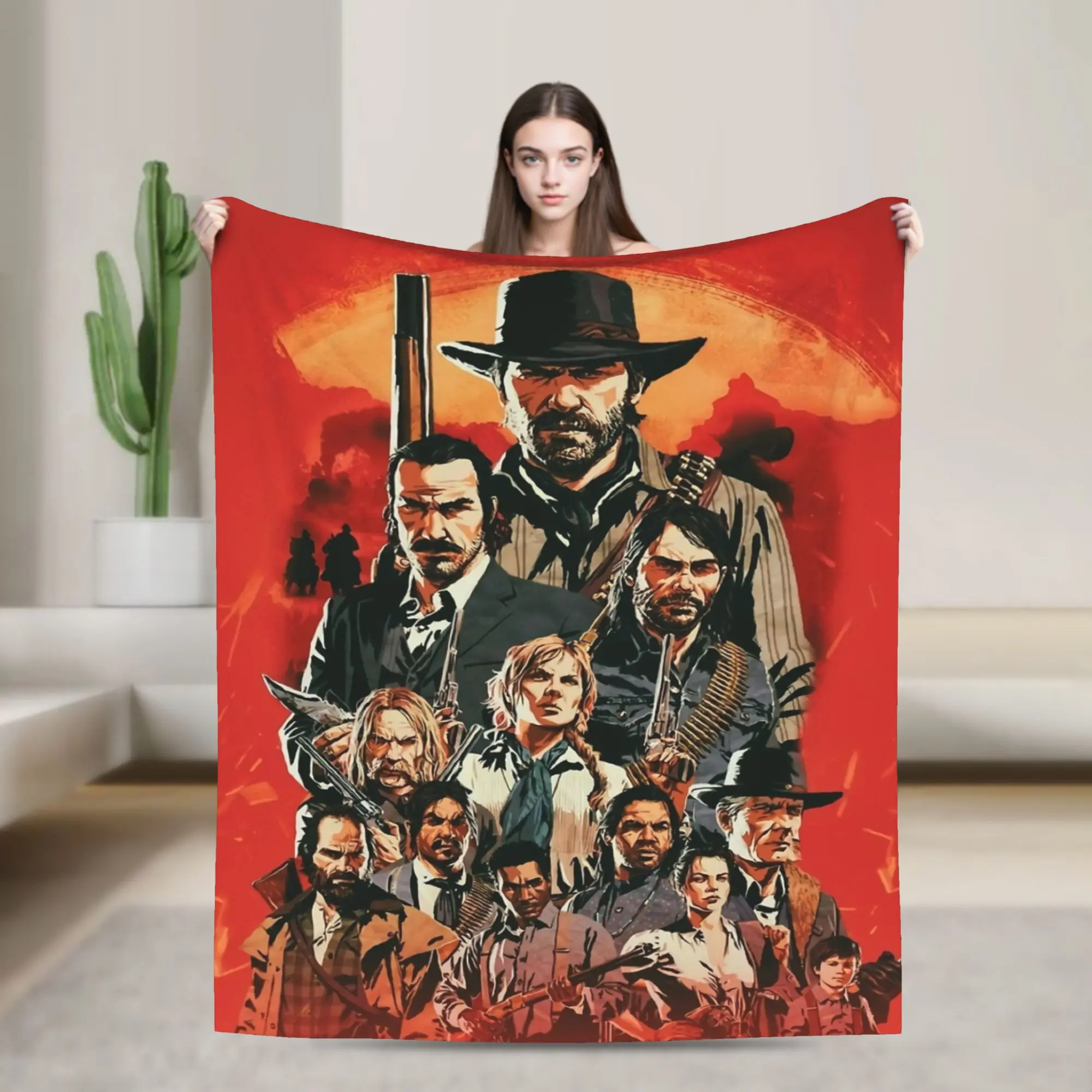 RDR2 Game Arthur Morgan Blanket Coral Fleece Plush Decoration  Breathable Soft Throw Blankets for Bed Bedroom Plush Thin Quilt