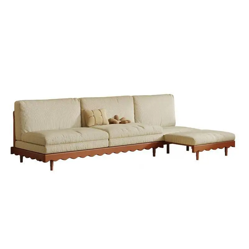 

Sofa bed folding dual-purpose small apartment living room multi-functional solid wood sofa retro style cherry