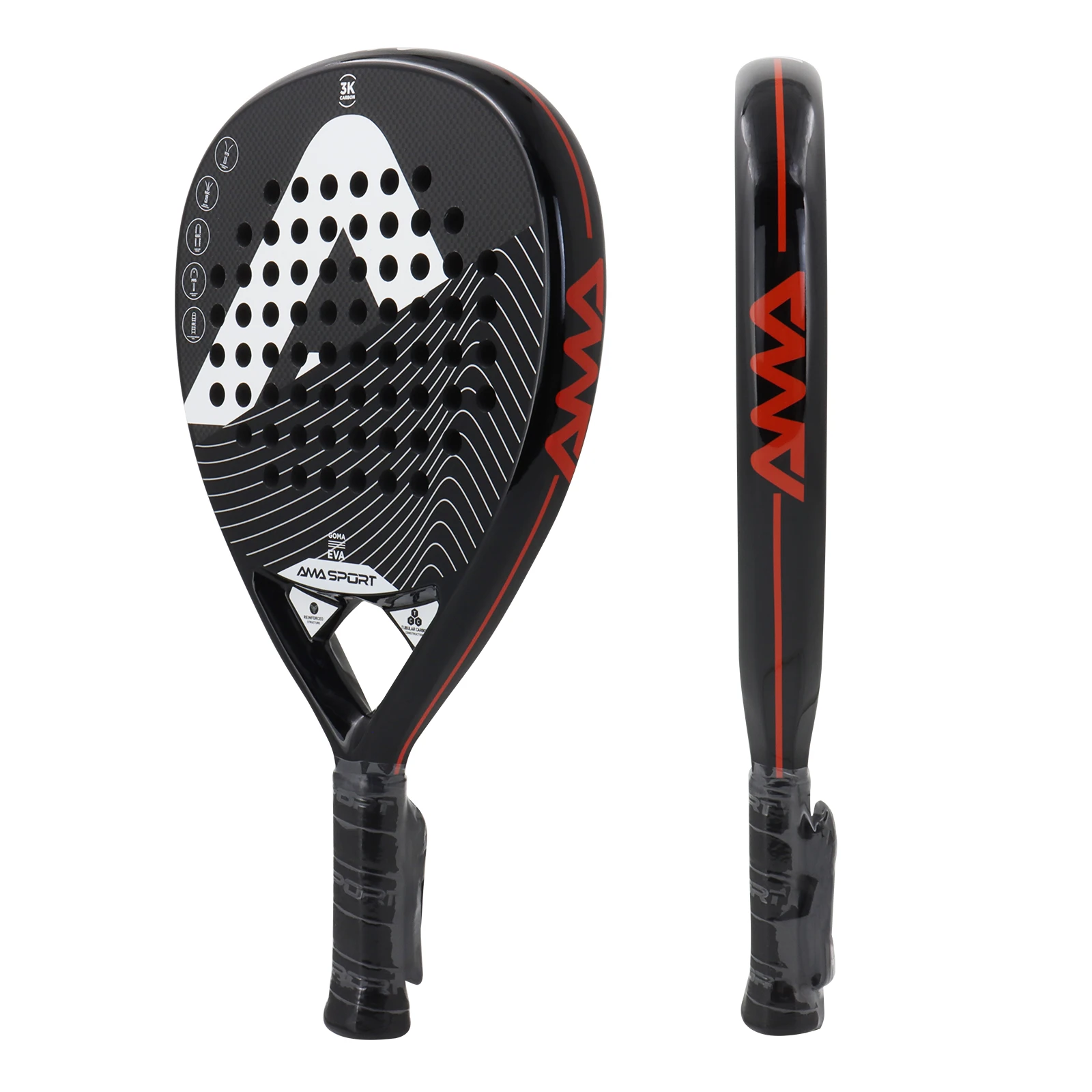 

AMASPORT 3K Carbon Fiber Padel Racket Tennis Soft EVA Padel Tennis Racquets for Sports Fitness And Outdoor Activities