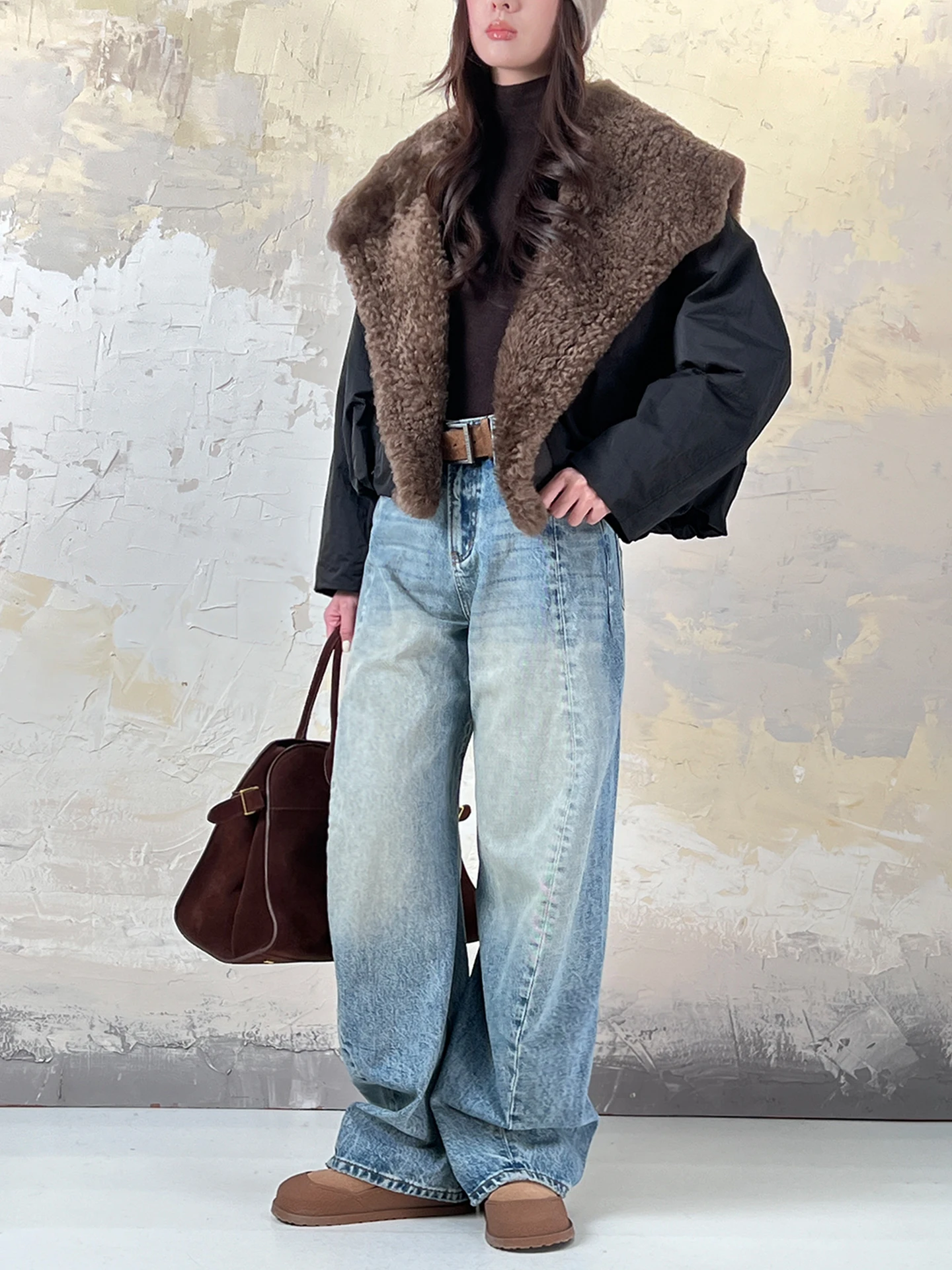 

Джинсы с высокой талией, винтажные, повседневные, с эффектом потертости, с поясом, утягивающие, из денима, от Adio Home Fashion, для женщин, свободного кроя, из хлопка