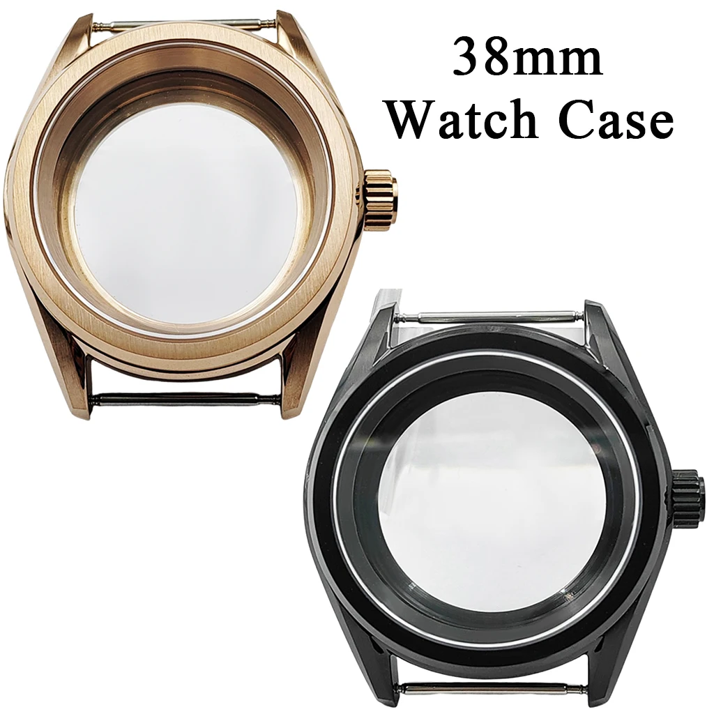 

38mm Watch Case Rose Gold Black Sapphire Glass For NH35 NH36 ETA2824 PT5000 Movement Accessory Part