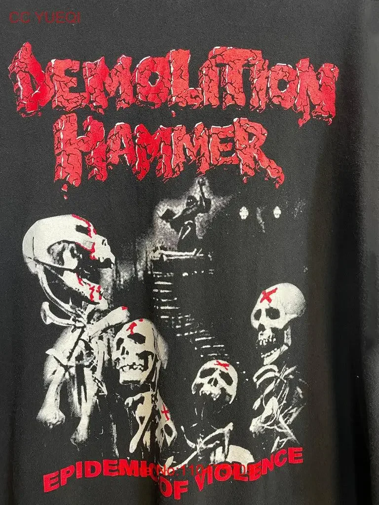 Demolición Hammer Band Epidemia de la violencia Camiseta de algodón SB112 vintage Lavado Casual Unisex ropa de diseñador gráfico