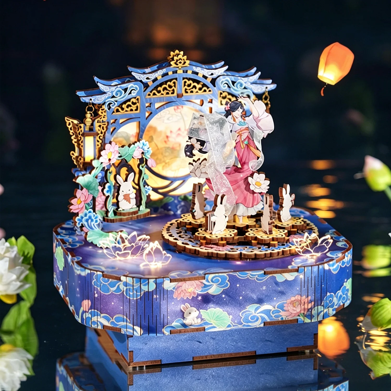 

Dunhuang Flying Apsaras Electric Music Box DIY Wooden Kit Dual Mode Light & Music Craft Model Home Decor Chinese Culture Gift