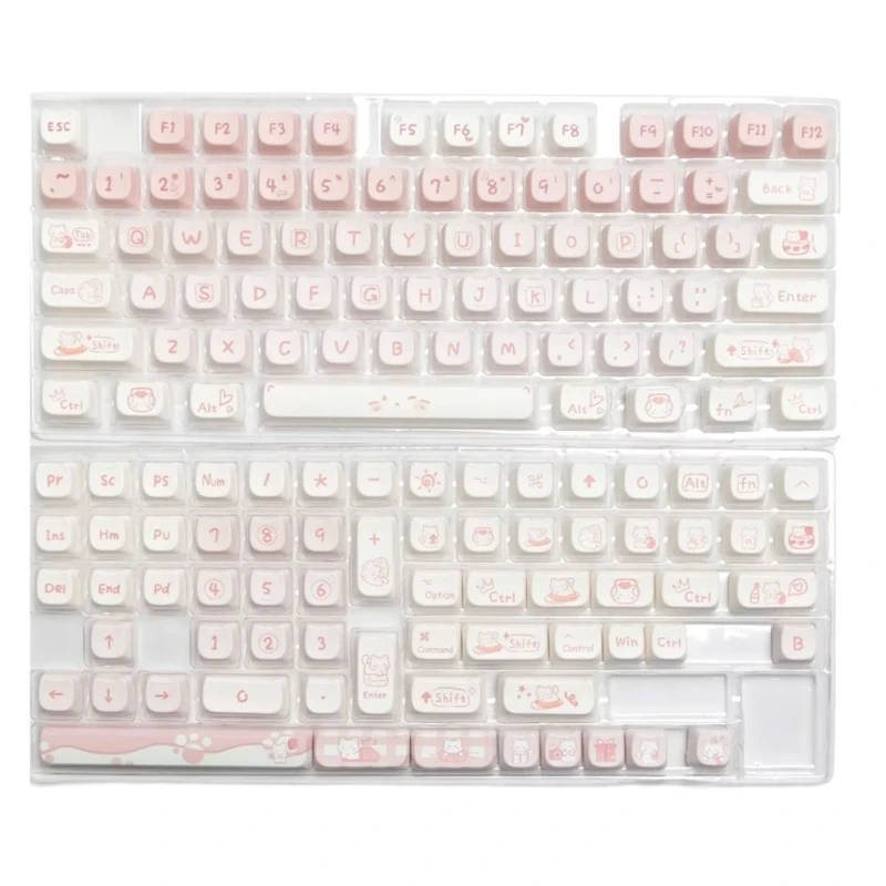 Lovely Party Kitten Keycaps Set For 134Keys MAO Height Mechanical Keyboards Keycaps Replacement Cartoon Theme