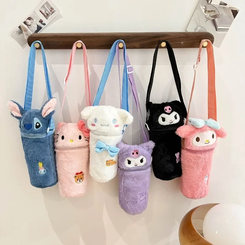 

Cute Hello Kitty Kawaii Sanrio Cinnamoroll Melody Kuromi Anime Plush Cup Cover Protector Cute Handy Messenger Cup Plush Cover