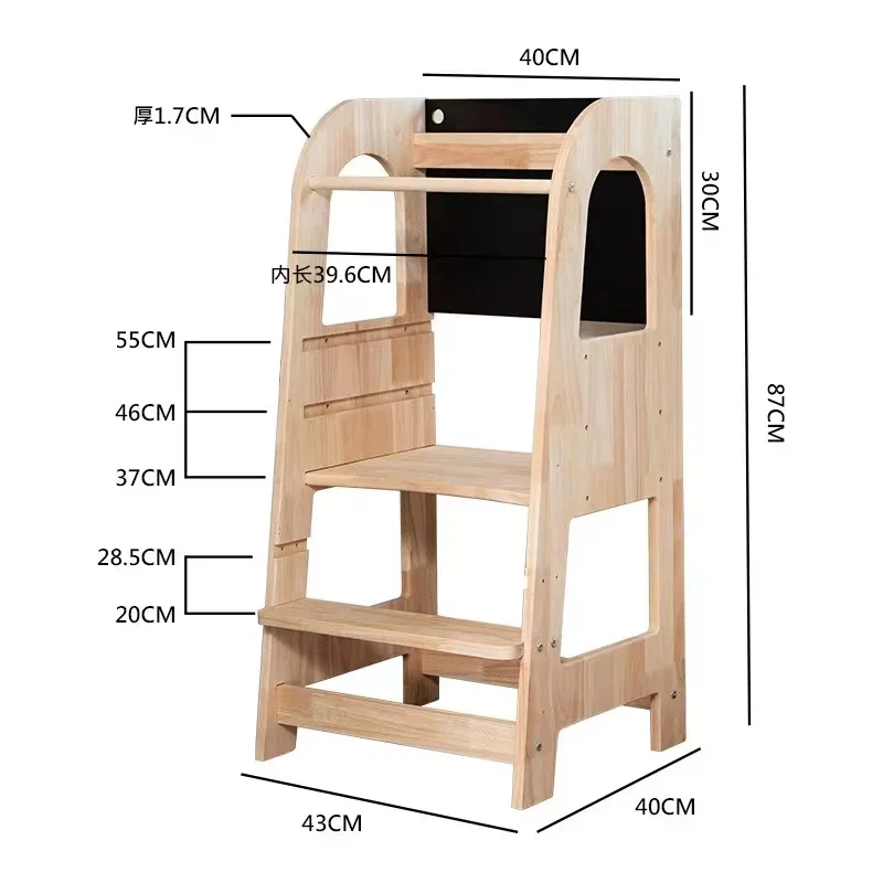 Taburete de paso de cocina para niños con pizarra de riel de seguridad, taburete de paso plegable, torre de aprendizaje