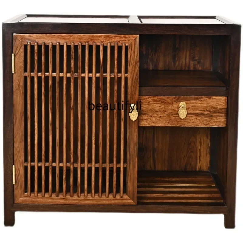 

xz1Household Chinese Tea Water Side Storage Cabinet Square Solid Wood Can Be Embedded with Boiling Water Electrical Cabinet