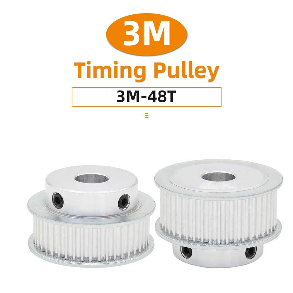 48 Teeth 3M Synchronous Pulley Pitch 3.0 mm Circle-arc Tooth Bore 5-20 mm for Width 10/15mm HTD 3M Timing belt  48Teeth 48T