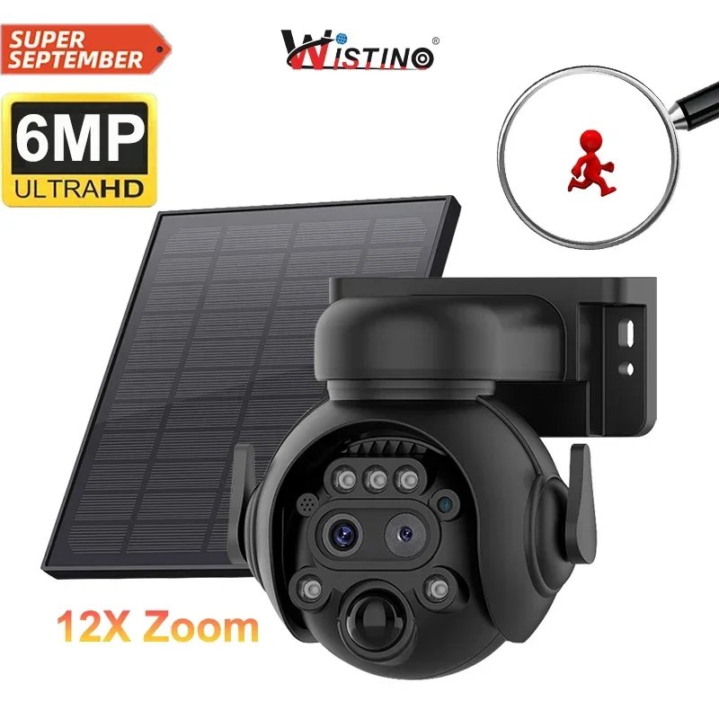 

Wistino HD 6MPsolar camera outdoor waterproof 12x zoom tracking 4g sim card cctv camera