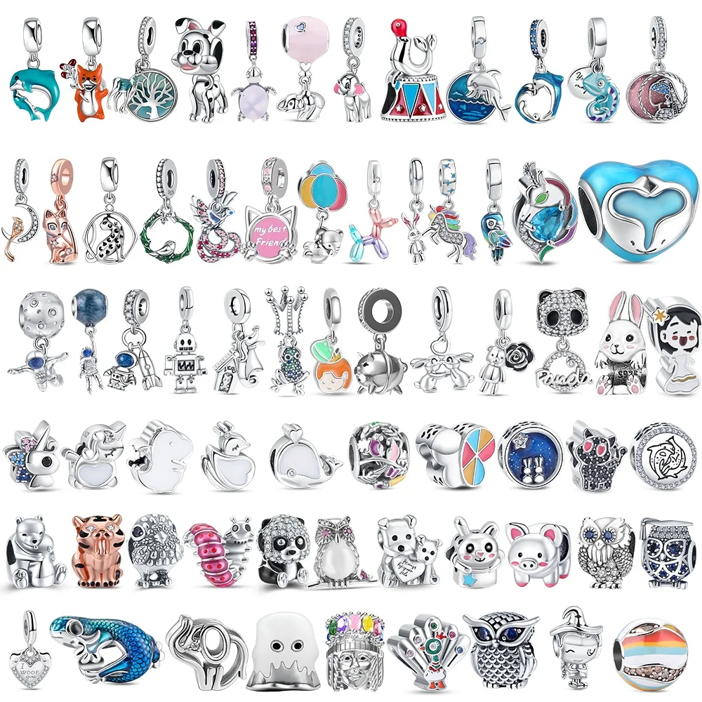 Bestseller 925 Sterling Silber Ozeanwelt-Serie: Marineblaue Schildkröte, Seestern, Krabbe, Oktopus Anhänger-Perlen für Armbänder, DIY Schmuckgeschenk