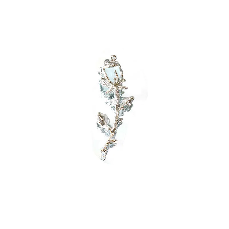 3PCS [Rose Half Bracelet] 3D Rose Alloy Half Bracelet Pendant DIY Beaded Necklace Bracelet Accessory Comp image 5