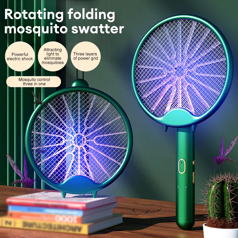

Foldable Electric Mosquito Killer Fly Swatter Trap USB Rechargeable Mosquito Racket Insect Repellent Lamp Bug Zapper 3000V