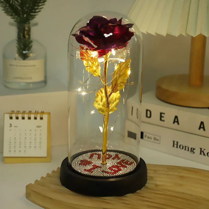 Rose Light Artificial Galaxy Rose Lamp with Butterfly LED Rose Flowers In Glass Chirstmas Wedding Valentine Gift for Girls Women