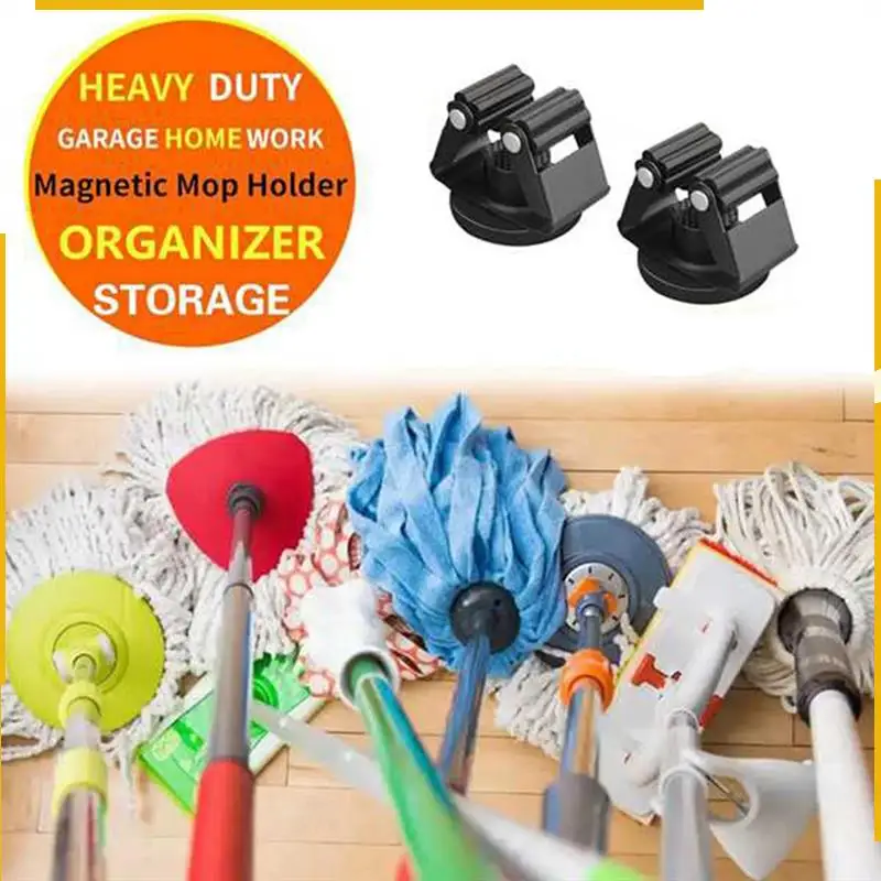 

A76K 2 Pcs Magnetic Mop Broom Holder Movable Magnetic Broom Holder Rack, Anti Slip Wall Mounted Utility For Cleaning Tools