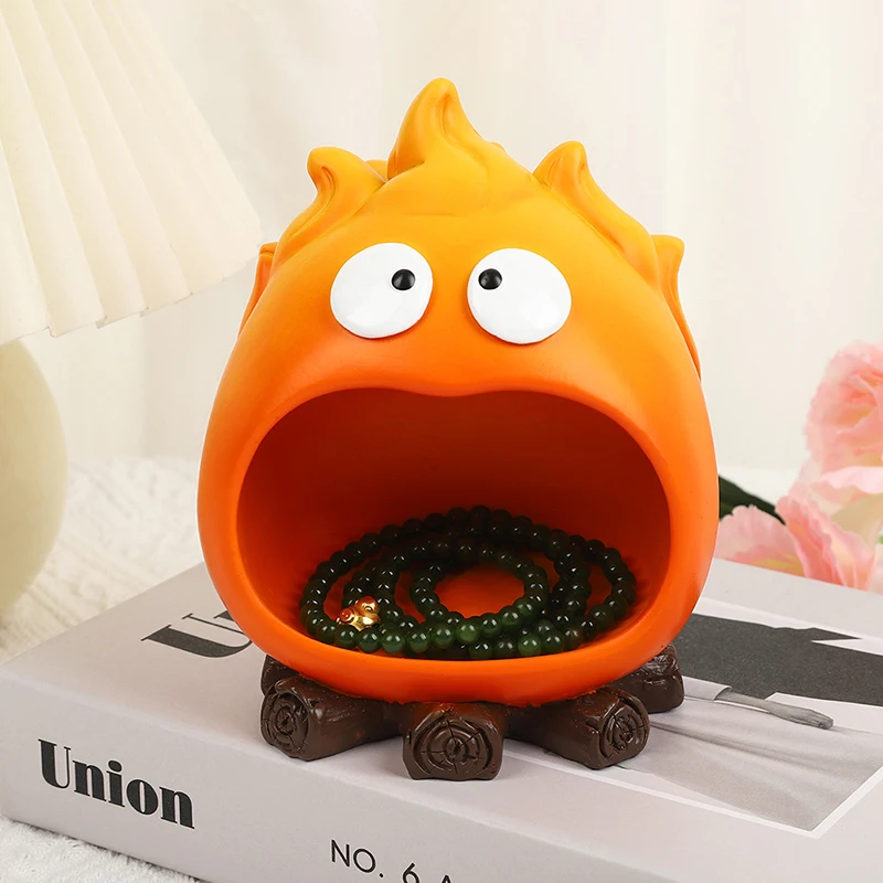 1Piece Durable Calcifer Fire Desktop Decoration Creative Home Living Room Porch Key Storage Tray Cartoon Organizer Ornaments