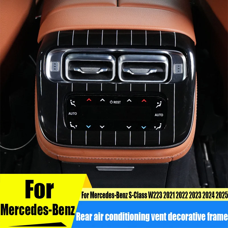 Vertical stripe rear air outlet decorative frame car interior modification part ABS For Mercedes-Benz S-Class W223 2021-2025