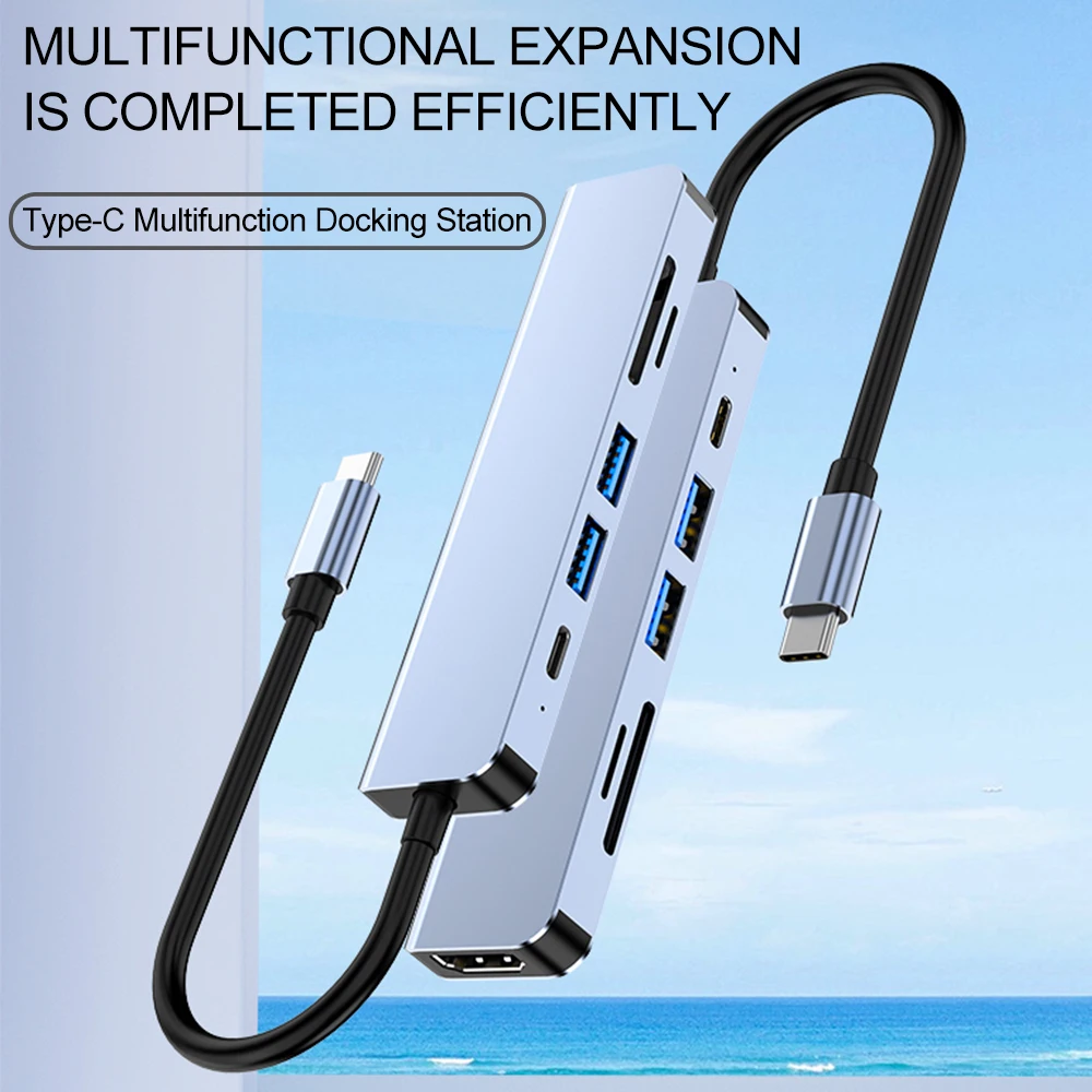 3.1 Type-C To HDMI Adapter 4K Thunderbolt USB C Hub with Hub 3.0 2.0 TF SD Reader Slot PD for MacBookPro Air USB C Splitter