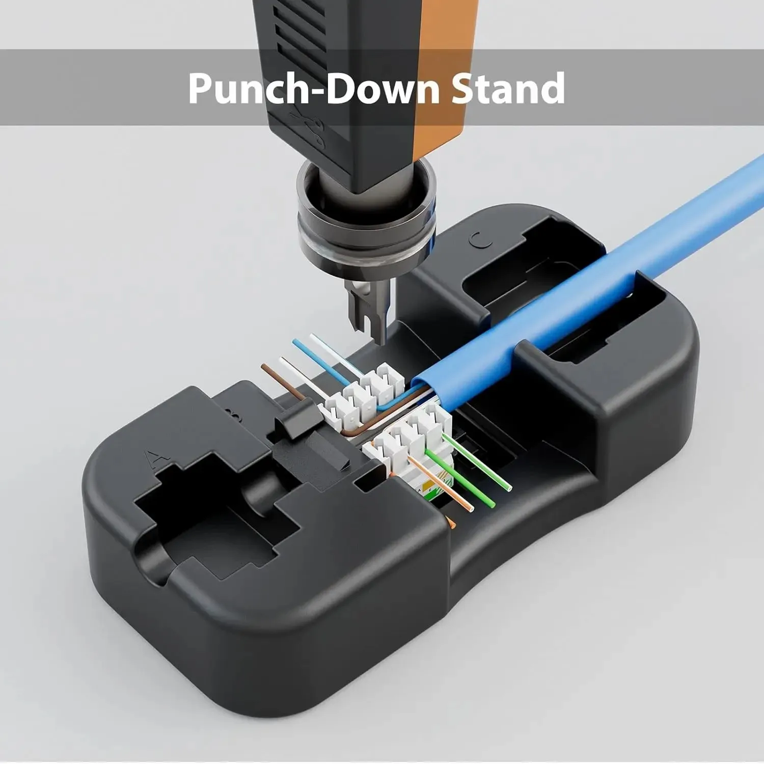 WoeoW 10-pak RJ45 Keystone Jack, Cat6 Keystone Jacks w białym stojaku i Keystone Punch-Down (nie kompatybilny z panelem krosowym)