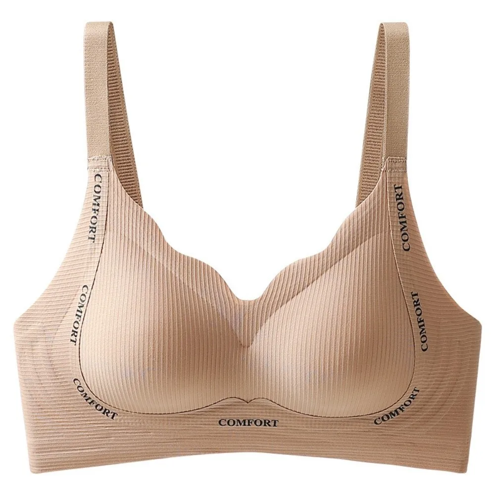 

English Letter Wireless Deep V Bra Shockproof Close-fitting Brassiere for Women Traceless Anti-sagging Push Up Underwear Yoga