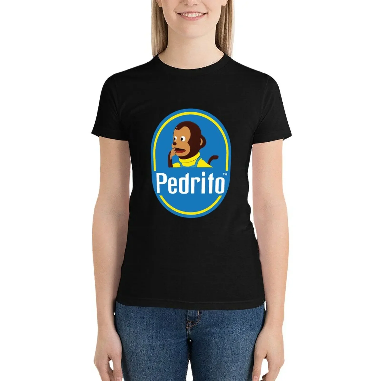 

Pedro - Pedrito Surprised / Shocked Monkey Meme Banana Sticker Illustration T-Shirt oversized female T-shirts for Women