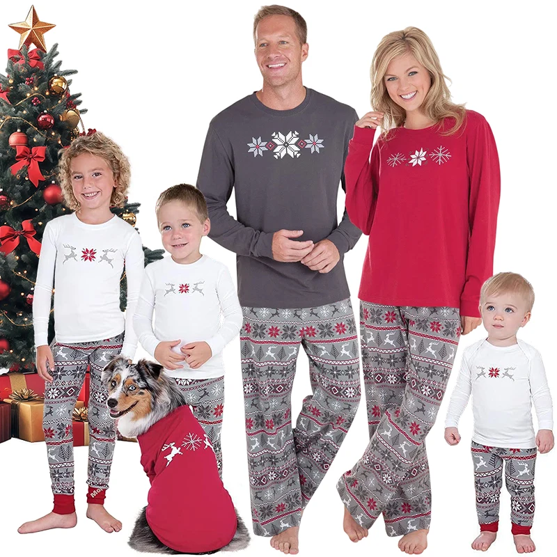 

Vintage Print Christmas Matching outfits for Families Women's Men's Kids Baby Dog Xmas Cotton Pajamas Mom Dad Sibling Pyjamas