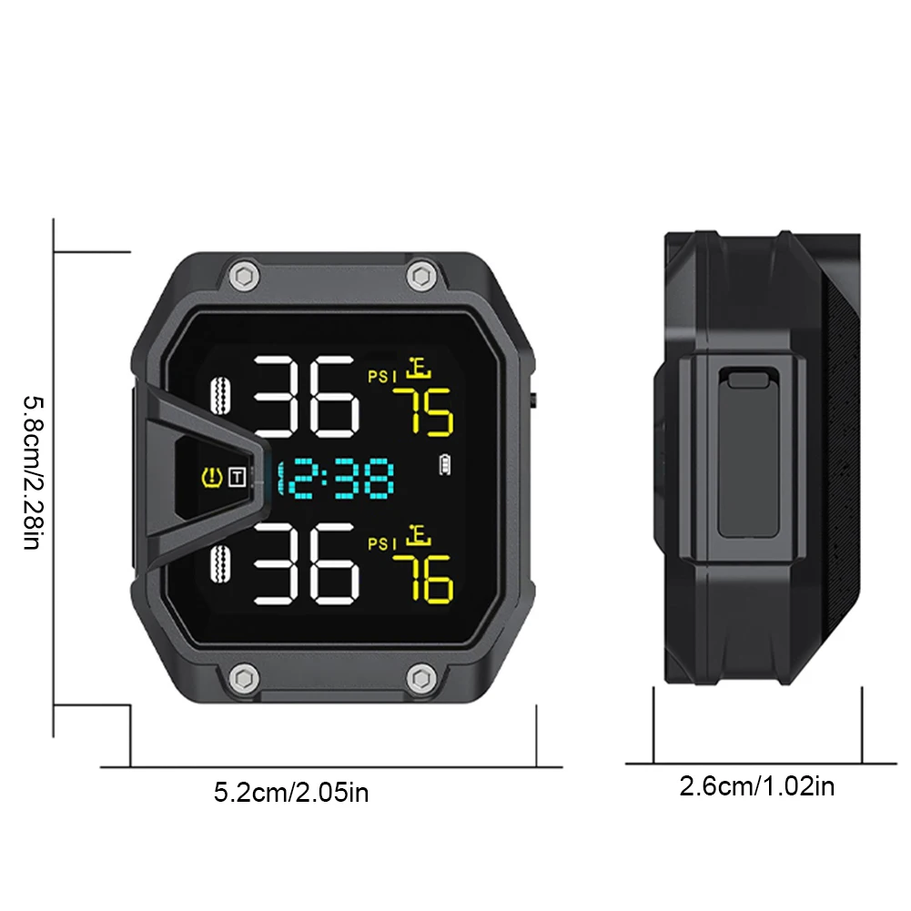 Motorcycle Tire Pressure Monitoring Alarm System with 2 Sensors Wireless Tire Pressure Monitoring System Motorcycle Accessories