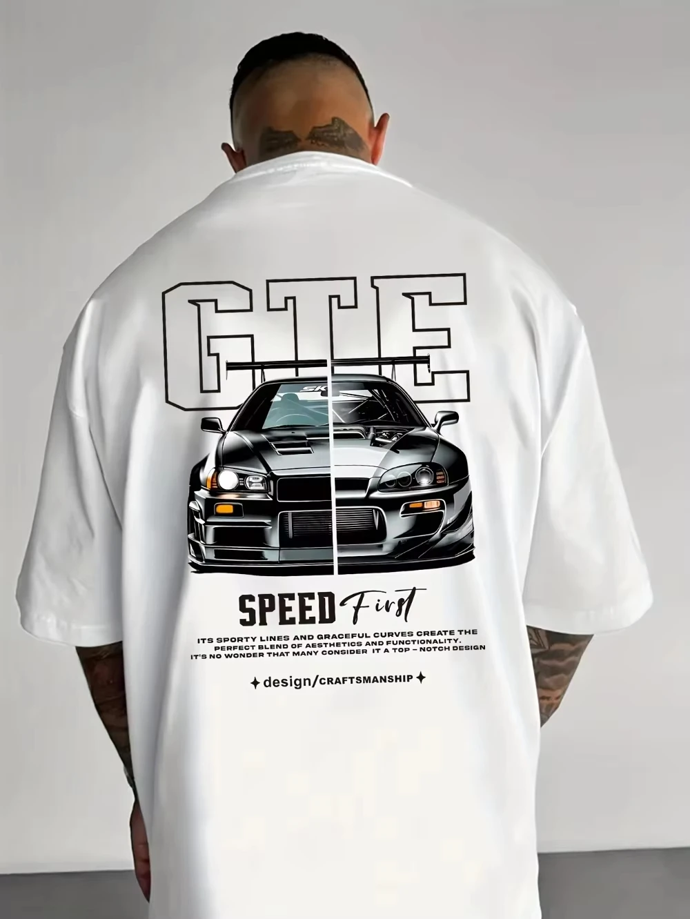 Parent‑Child Matching T‑Shirt Racing Sports Car Back‑Side Print Speed Logo Front Chest Family Matching Short Sleeve Tops Tee